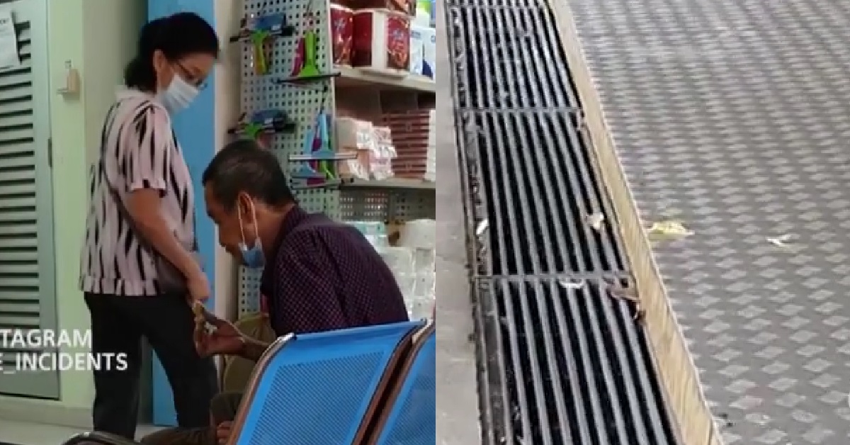 UNCLE EATING DURIAN, EAT FINISH ALREADY SPIT ON THE FLOOR