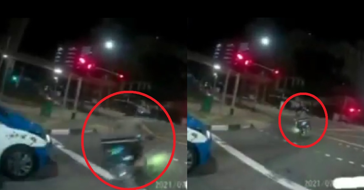 PMD RIDER BLATANTLY BEATS RED LIGHT, THINK IS HIS AH GONG ROAD