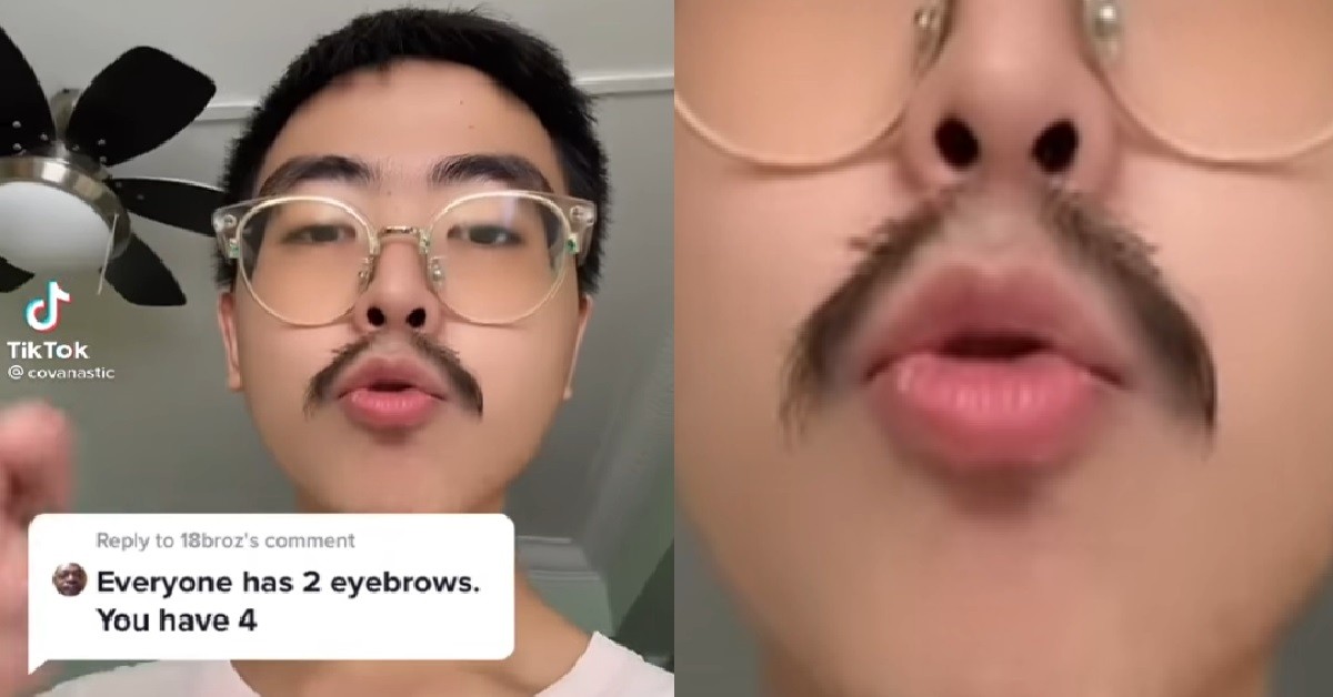 NETIZEN SAY GUY WITH MOUTACHE LOOK LIKE HE GOT 4 EYEBROWS