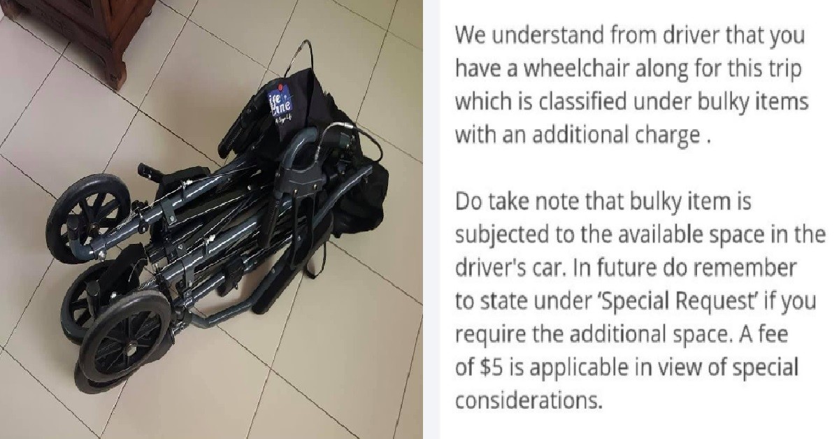 WOMAN NOT HAPPY SHE HAVE TO PAY $5 TO PUT WHEELCHAIR INSIDE RYDE CAR BOOT