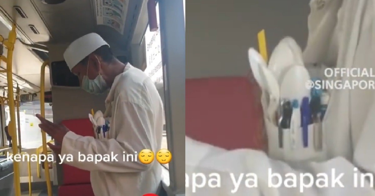 PAKCIK SHIRT POCKET FULL TO THE MAX, GOT STRAW, GOT SPOONS, GOT PENS