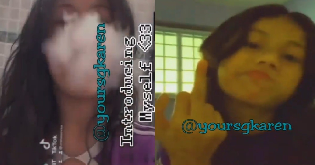 YP MINAH MAKE SELF-INTRO VIDEO OF HERSELF VAPING, POINTING MIDDLE FINGER