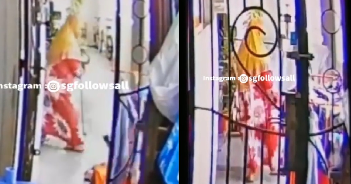 GANGSTER MAKCIK THROW NEIGHBOUR’S CLOTHES RACK ONTO FLOOR