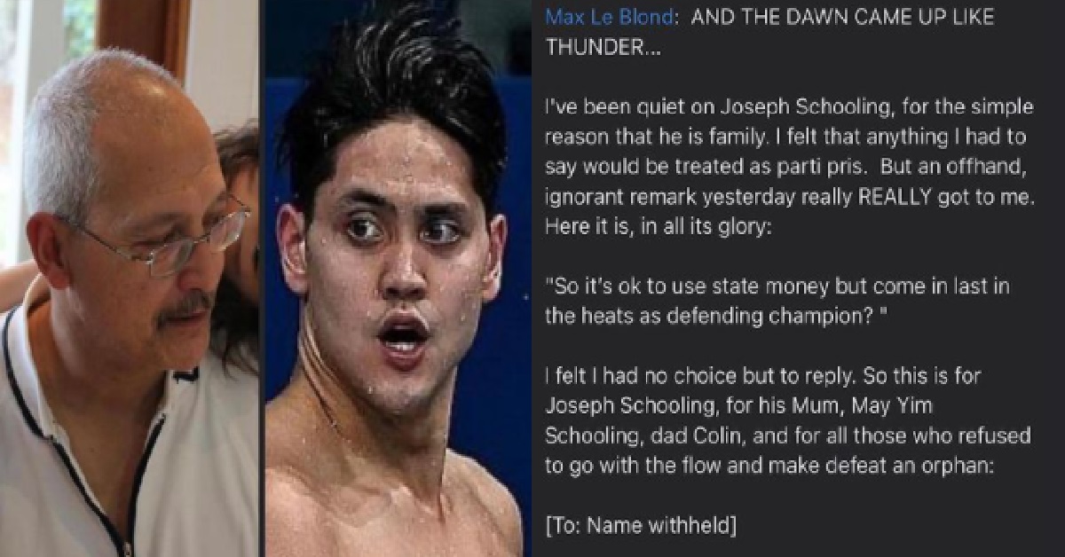 JOSEPH SCHOOLING’S UNCLE DU LAN WITH CRITICISM OF HIS NEPHEW, HITS BACK