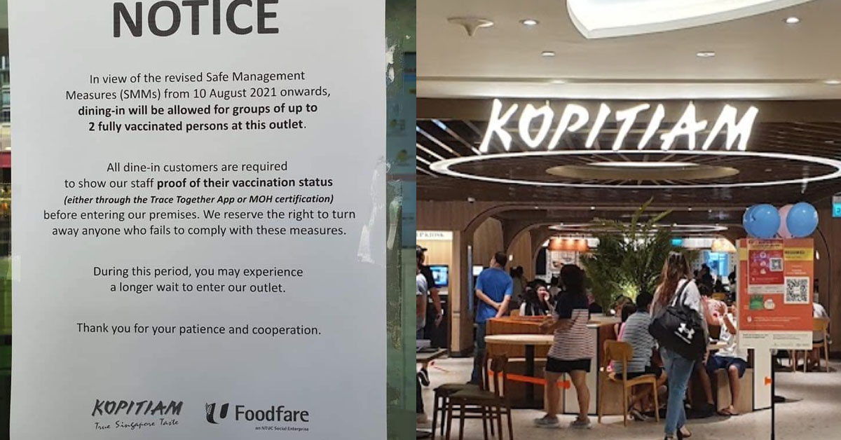 SOME F&B OUTLETS ONLY ALLOW 2 PAX DINING REGARDLESS OF VACCINATION STATUS