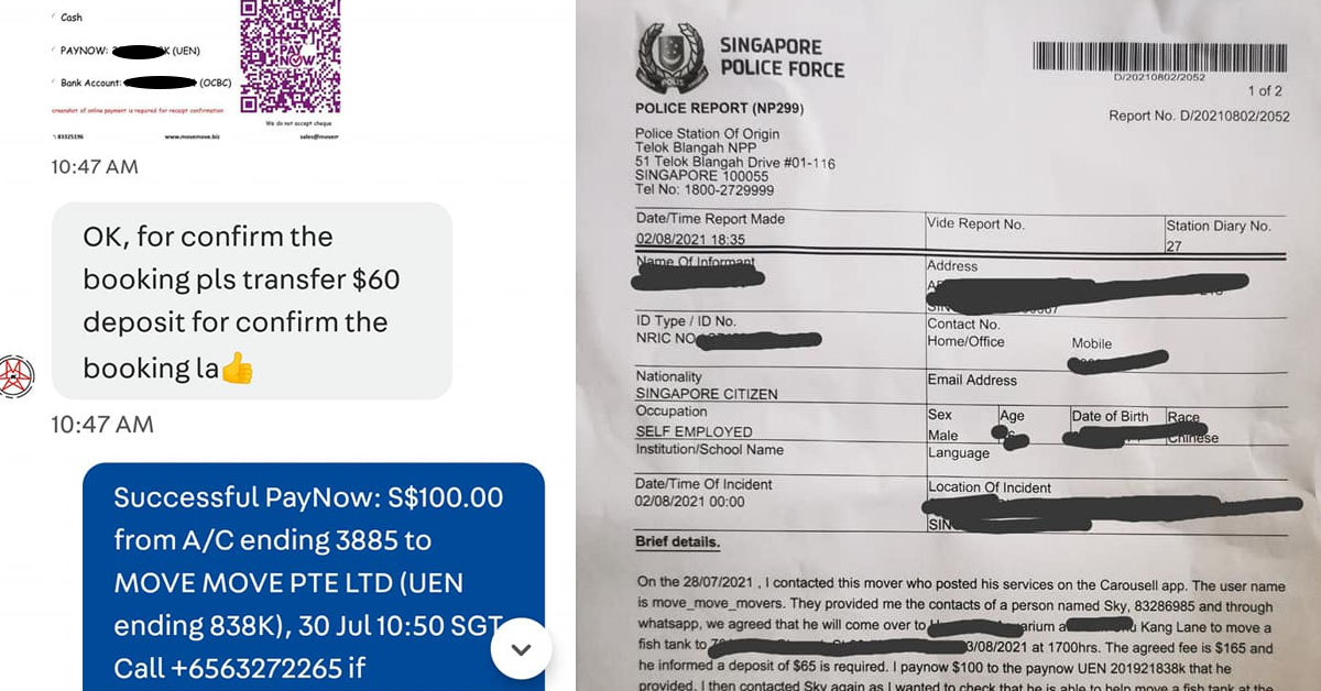 PRC MOVER REFUSE TO RETURN MONEY & SAID “NOT SCARE POLICE”