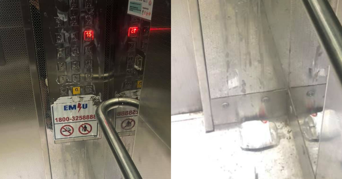 RESIDENT FOUND SANITIZER SPLATTERED ALL OVER LIFT BUTTONS