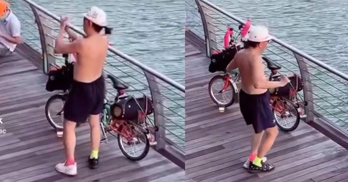 SHIRTLESS UNCLE DANCING PASSIONATELY TO MUSIC BY THE BAY