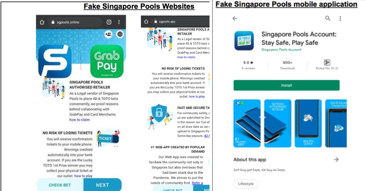 S’PORE POLICE WARN OF FAKE SG POOLS WEBSITE AND APP