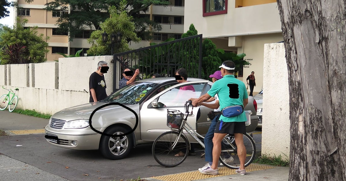 UNCLE SCOLD CYCLIST FOR BANGING INTO HIS CAR, LEAVING A DENT