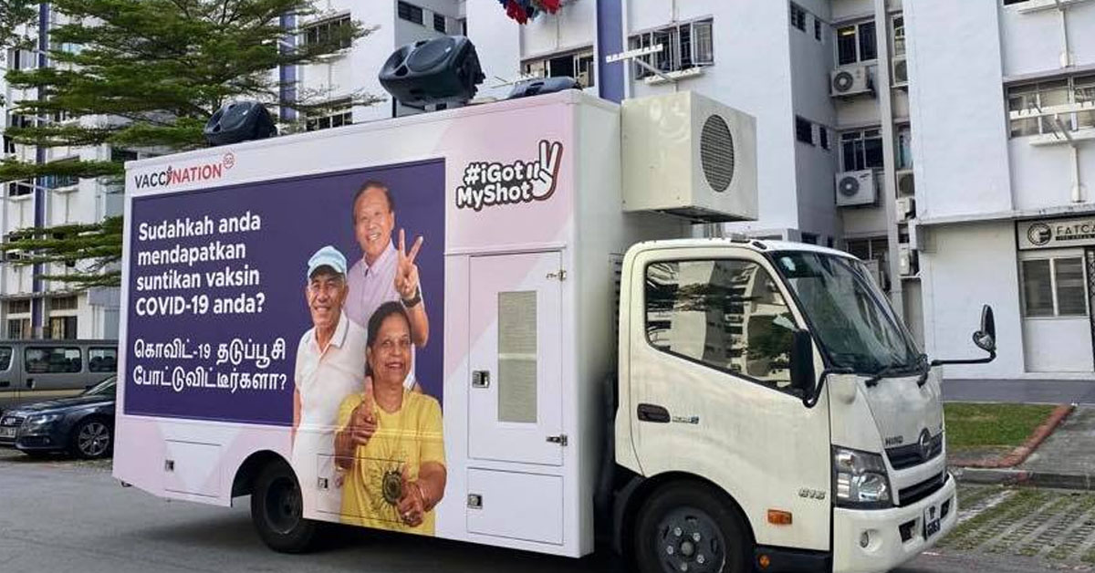 TRUCKS PROMOTING VACCINATION TO SENIORS IN NEIGHBOURHOODS