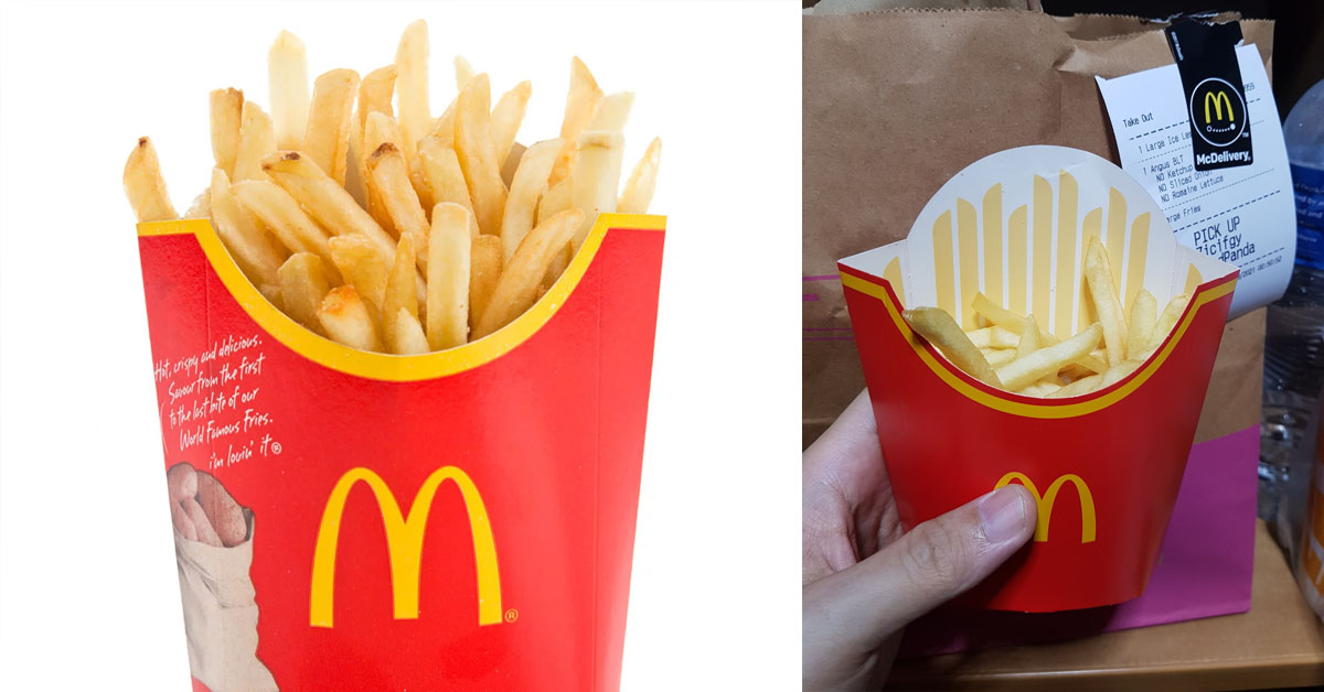 MCDELIVERY FRIES COME HALF IS GONE, CUSTOMER DISAPPOINTED
