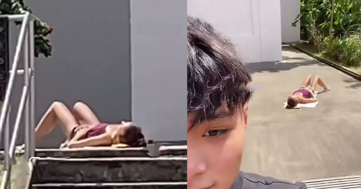 ANG MOH SUNBATHING IN BUKIT BATOK HDB ESTATE, MAN THOUGHT SHE DEAD