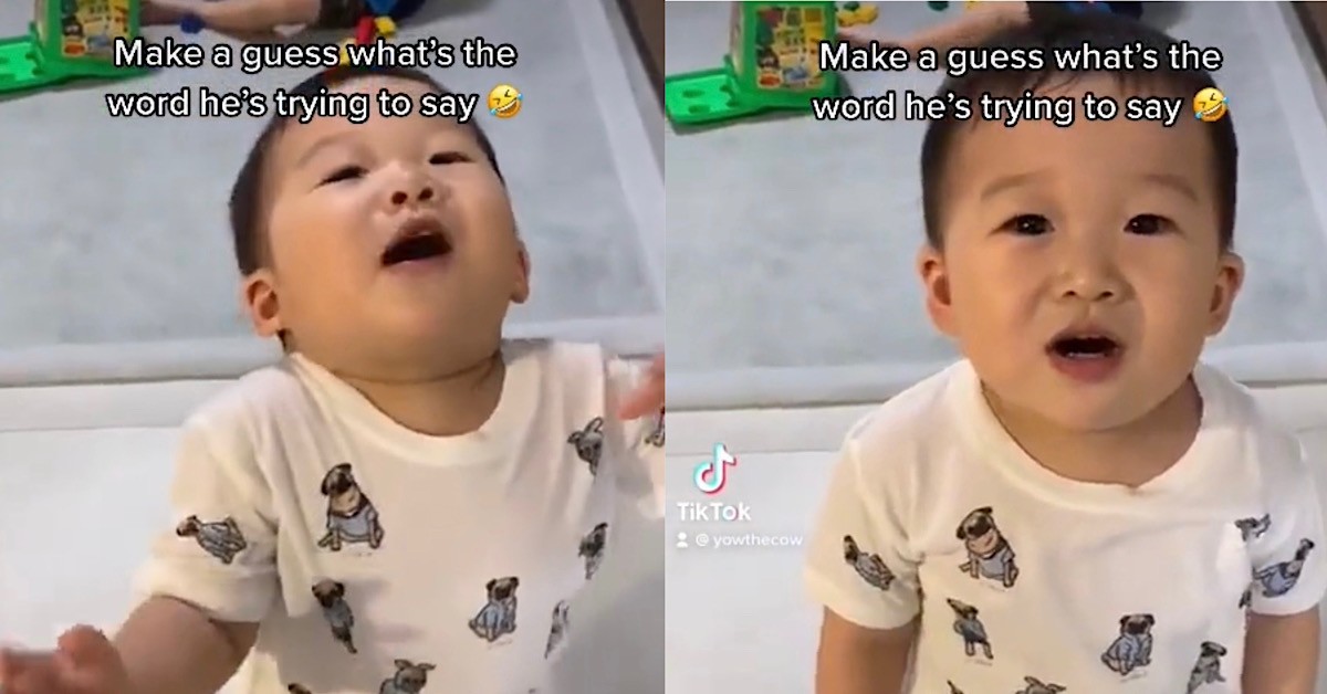 BOY LEARNING TO SPEAK, MISPRONOUNCES WORDS & SAYS CB CB CB
