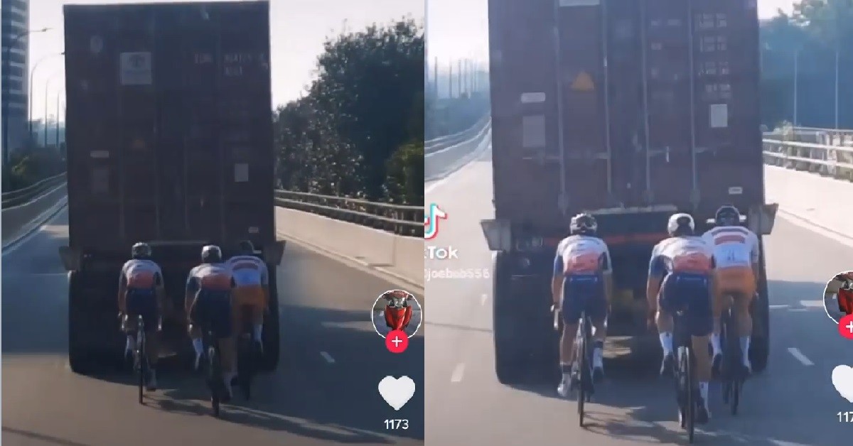 CYCLISTS RIDING RIGHT BEHIND LORRY ON ROAD, WANT TO BECOME BAK CHOR