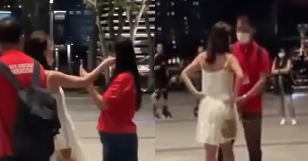 ANG MOH COUPLE FIGHT WITH SDA, PULLS OFF FEMALE SDA’S MASK
