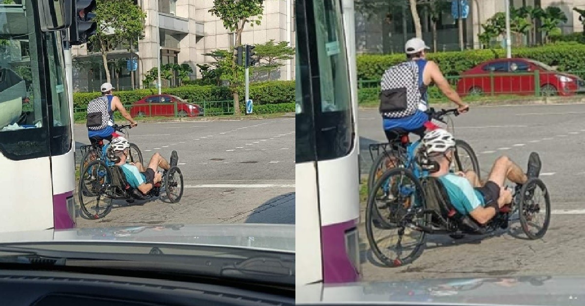 ANG MOH CYCLIST TRYING TO “SIT BACK, RELAX, & BLOCK YOUR WAY TO WORK”