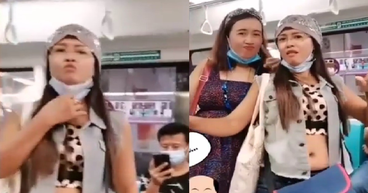 MAID TAKE OFF MASK INSIDE MRT, SHAKE STOMACH FAT FOR TIKTOK
