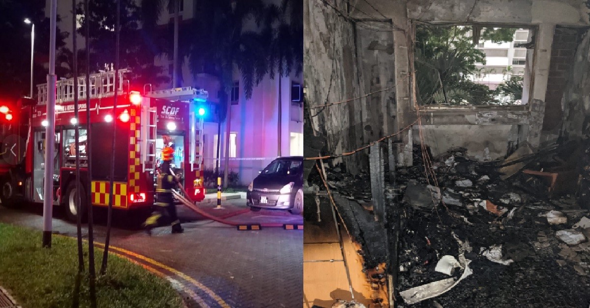 PMD CAUGHT FIRE @ RIVERVALE CRESCENT, BURN DOWN ENTIRE HDB UNIT
