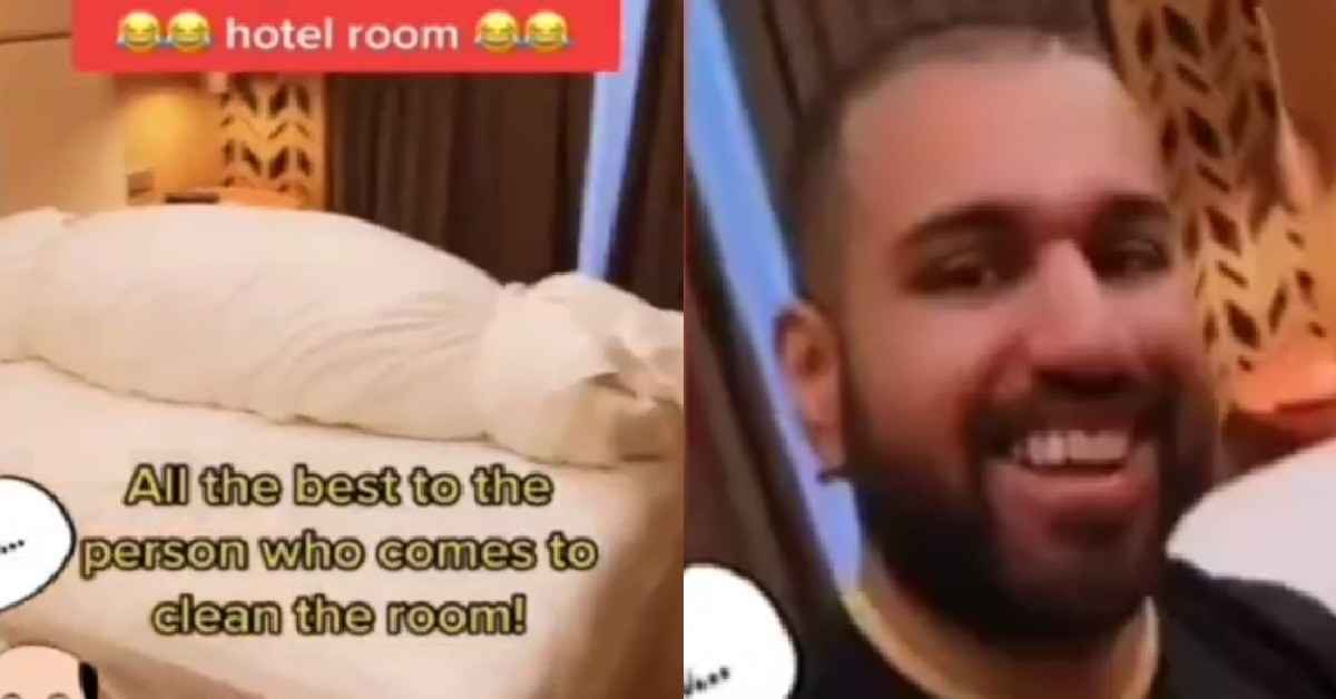 GUY WRAP HOTEL ROOM PILLOWS LIKE DEAD BODY TO SCARE CLEANER, THINKS IT’S FUNNY