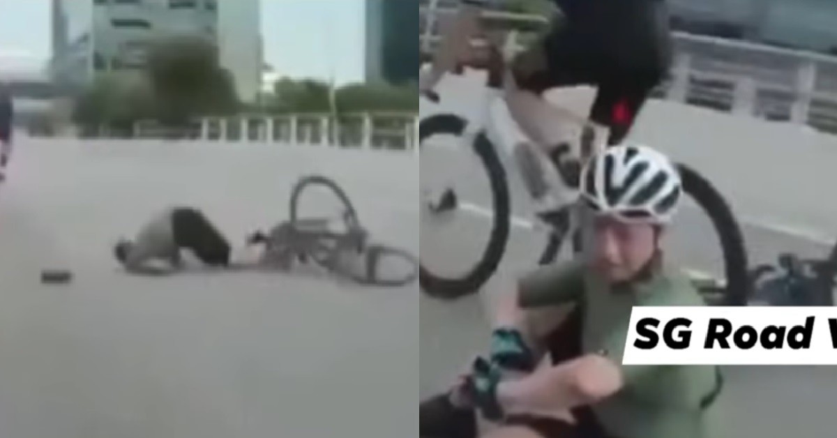 CYCLIST RIDE OVER POTHOLE & CRASHED, FACE LANDED ON THE ROAD