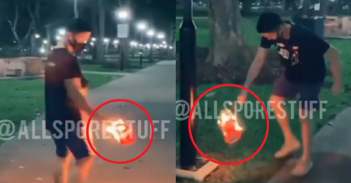 GUY GONG GONG WALKING WITH LANTERN, SUDDENLY LANTERN CATCH FIRE