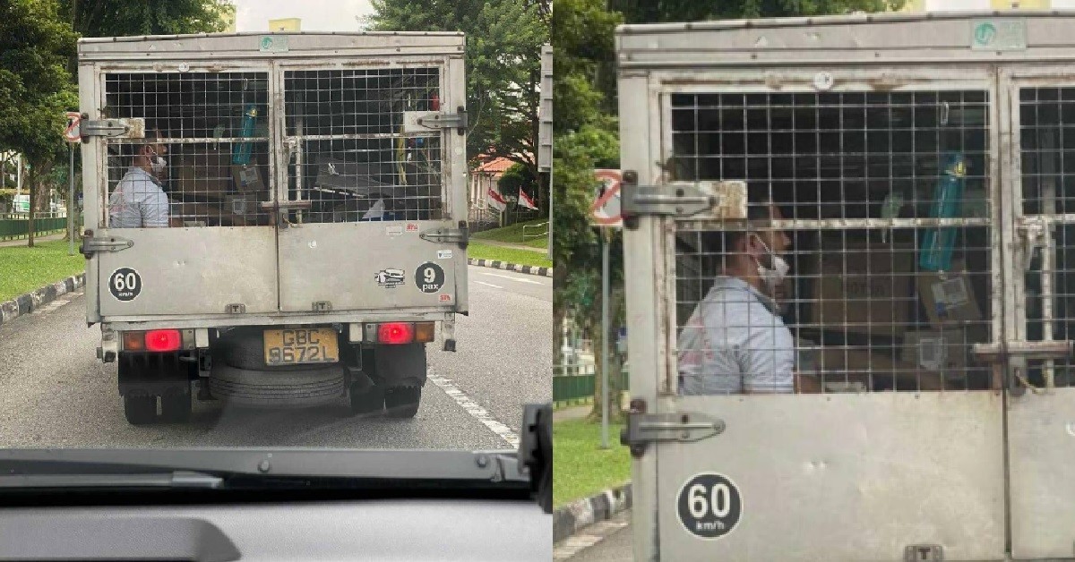 WORKER LOCKED UP AT BACK OF LORRY LIKE CAGED ANIMAL, NETIZENS ANGRY