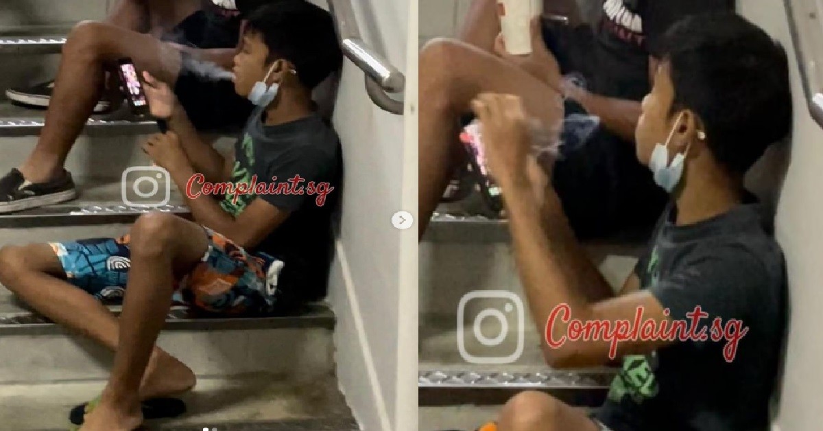 MATREP IN HIS NATURAL HABITAT, HIDING AT STAIRCASE TO SMOKE