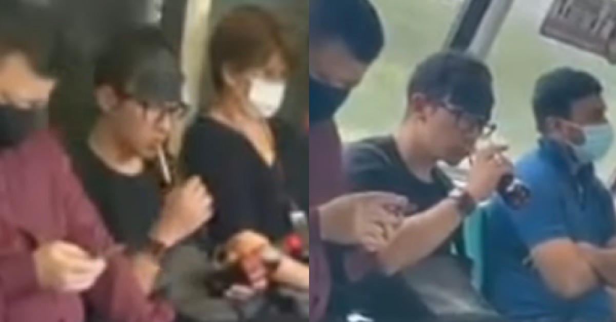 S’PORE BIGGEST PAIKIA SMOKING INSIDE MRT, THEN CHOKE ON COKE