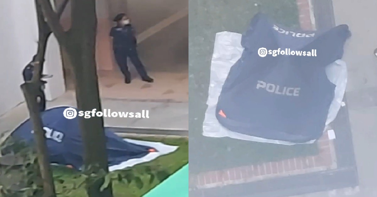 DEAD BODY FOUND AT THE FOOT OF JURONG WEST HDB BLOCK, POLICE AT SCENE
