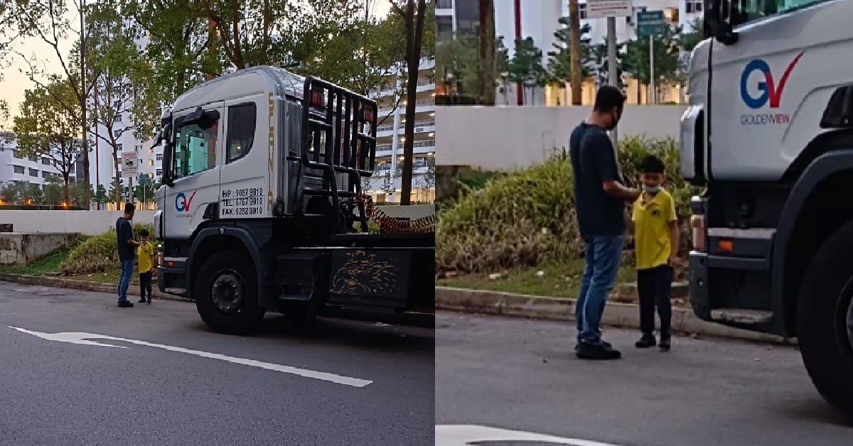 LOVING FATHER PATIENTLY WATCHES TRUCKS WITH AUTISTIC SON – LATE FOR WORK