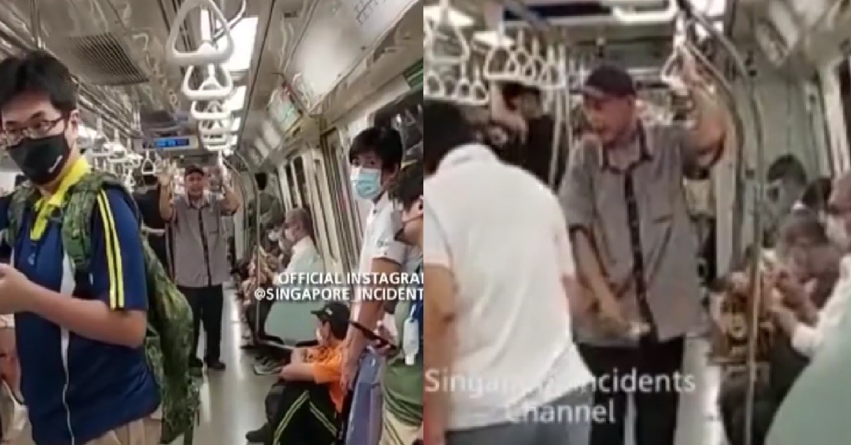UNCLE SHOUTING HIS THOUGHTS ABOUT THE S’PORE ECONOMY IN MRT