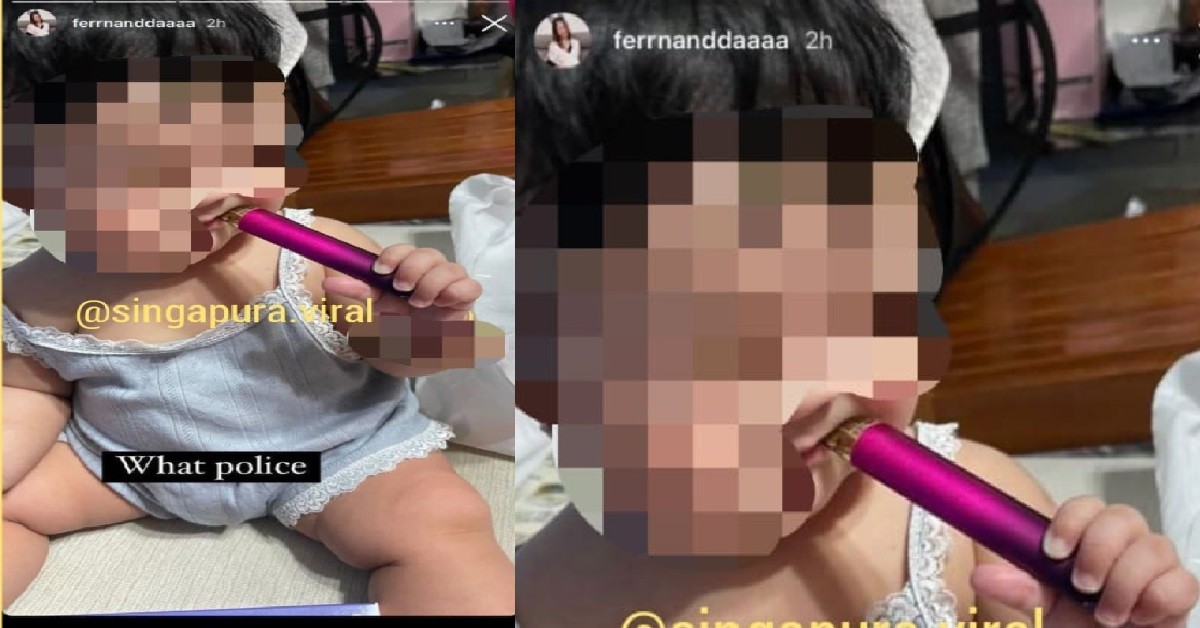 AH LIAN GIVE ILLEGAL VAPE TO TODDLER TO PUT IN MOUTH, ASK: “WHAT POLICE?”