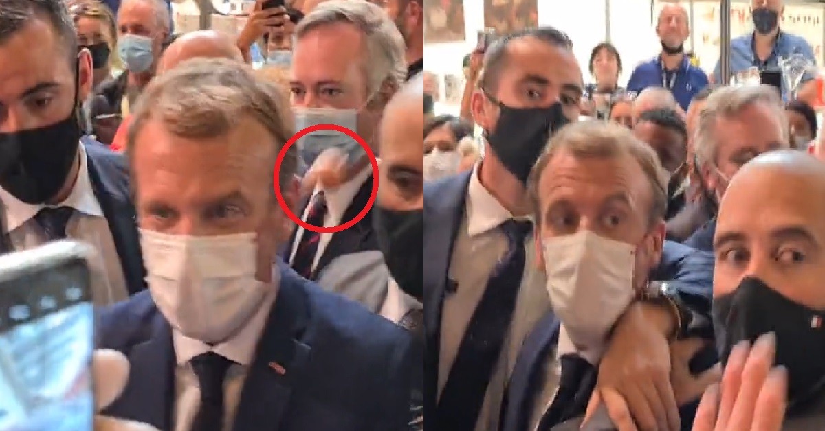 FRANCE PRESIDENT KENA EGG THROW TO THE FACE, PRESIDENT NOT HAPPY