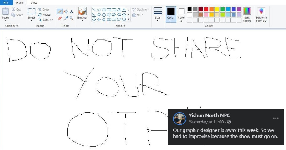 POLICE’S GRAPHIC DESIGNER ON LEAVE, SO THEY USE MICROSOFT PAINT