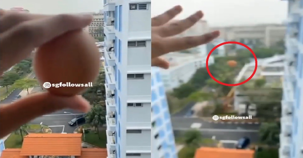 YP KILLER LITTER, THROW EGG DOWN FROM HIGH RISE HDB, SCOLD: “NABEI CHIBAI AH!”