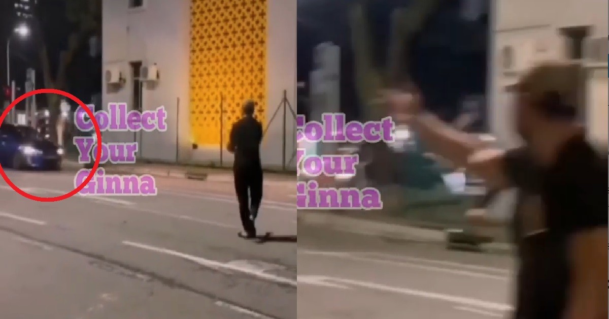 AH BENG STAND IN THE MIDDLE OF ROAD, CHALLENGE CARS TO BANG HIM