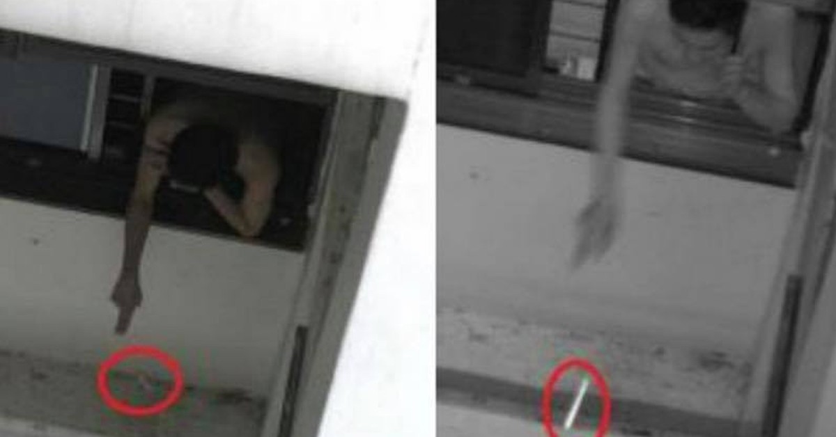 NEA CCTV CAUGHT SMOKERS THROWING CIG BUTT OUT OF WINDOWS