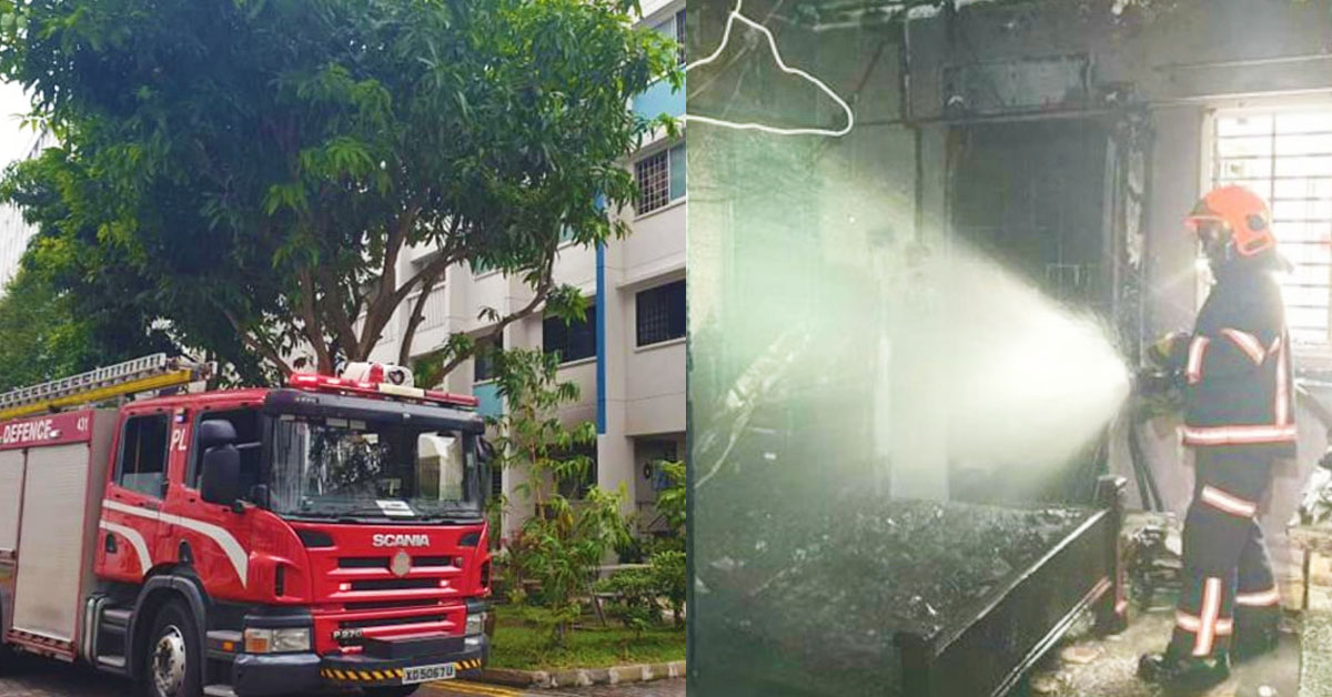 TWO CATS RESCUSED FROM FIRE AT WOODLANDS, MAN REFUSE TO GO HOSPITAL