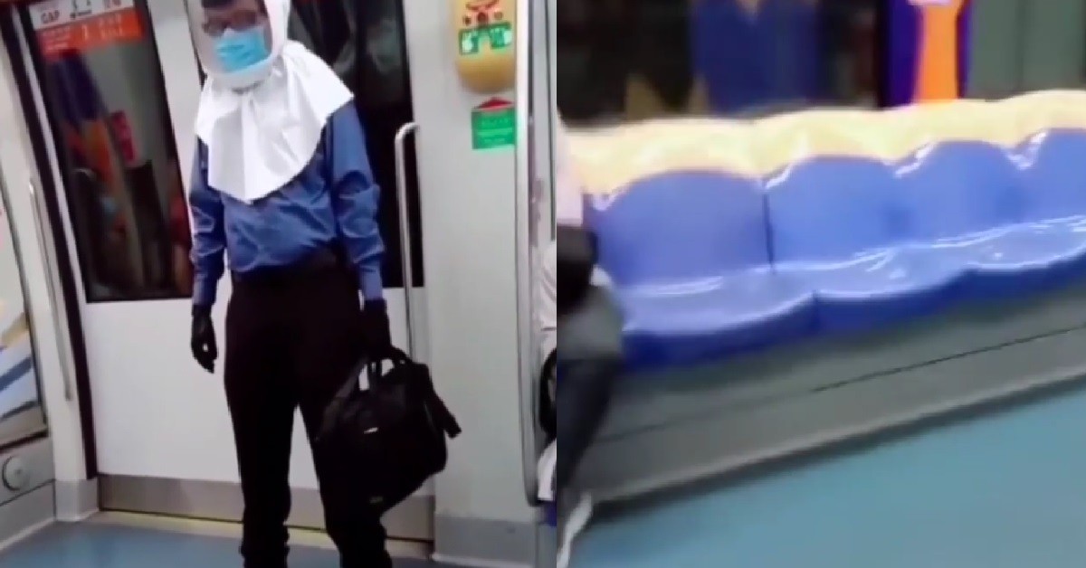 HAZMAT SUIT MAN RETURNS, DISTANCING HIMSELF FROM CIVILIZATION IN MRT