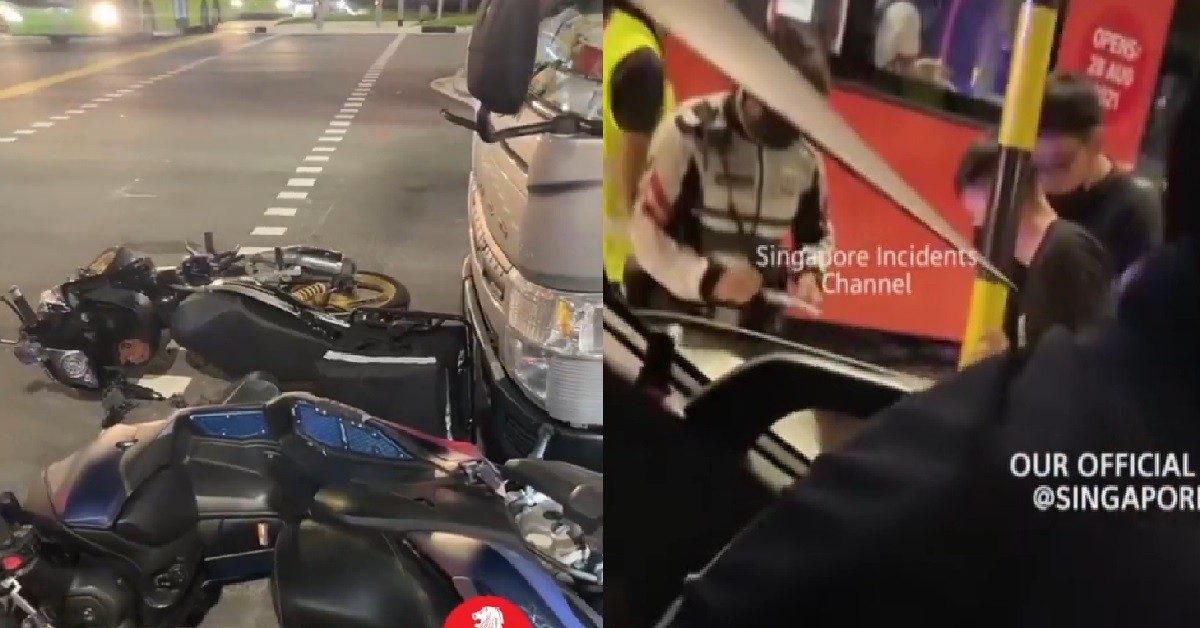 ACCIDENT AT WOODLANDS, MOTORCYCLES PENGSAN ON THE ROAD