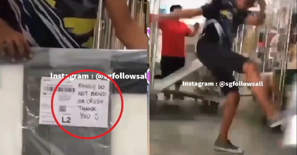 WORKER PURPOSELY PUNCH & KICKED DELIVERY PARCEL LABELLED FRAGILE