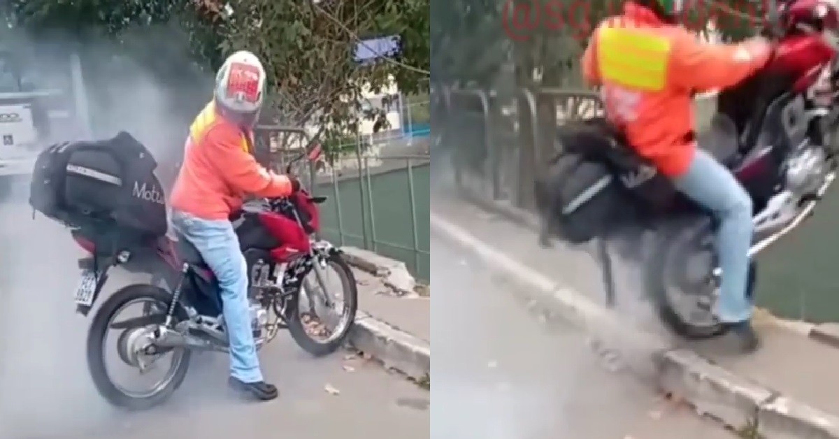 FELLA REVVING HIS MOTORCYCLE TYRE, SUDDENLY LAUNCH HIMSELF AWAY
