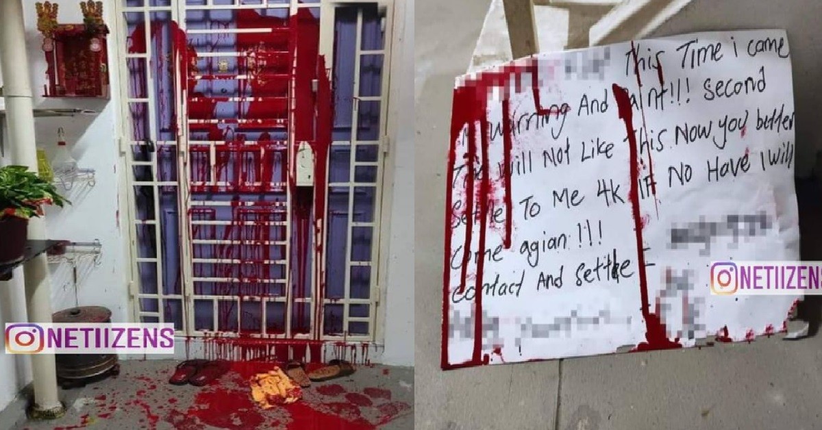 AH LONG SPLASH PAINT AT HDB UNIT, THREATEN RESIDENT OVER MONEY OWED