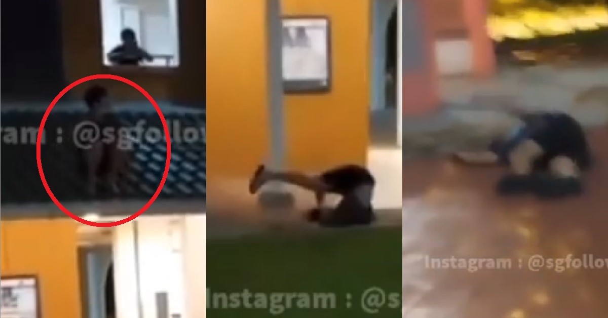 YP JUMP DOWN FROM HDB SHELTER ROOF, K.O ON THE GROUND