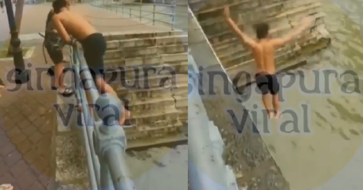 YP JUMP DOWN INTO SINGAPORE RIVER, TO GET ATTENTION FROM HIS FRIENDS