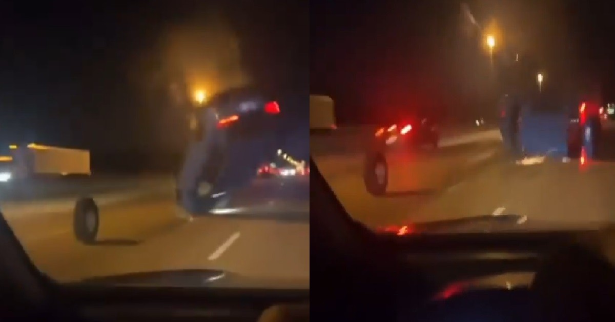 CAR TYRE SUDDENLY COME OUT, “SHOOT” CAR 360 DEGREES INTO THE AIR