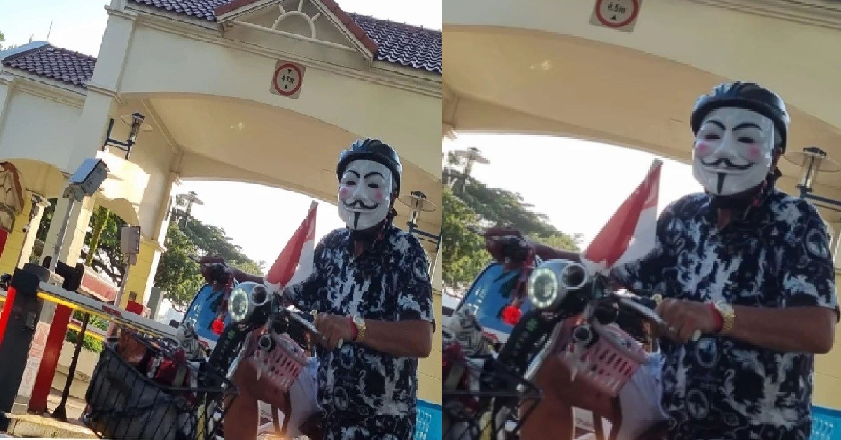 GUY TOLD TO WEAR HIS MASK WHEN OUTSIDE, SO OK LOR HE WEAR MASK