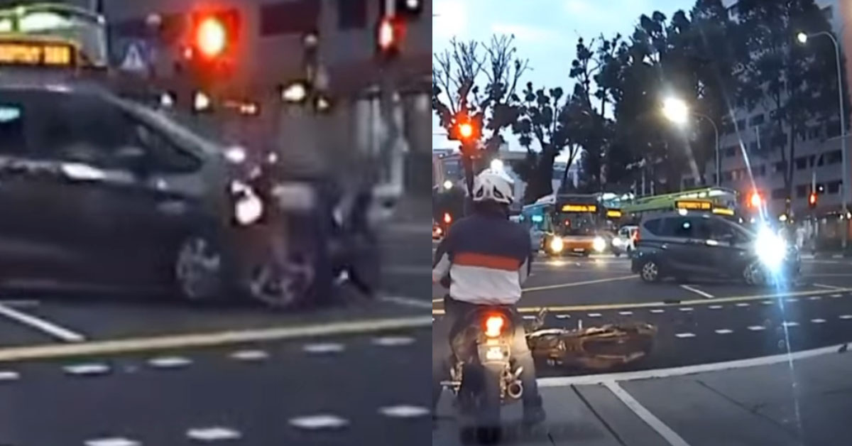 BIKER SEND FLYING, MOTORBIKE SHATTERED INTO PIECES @ CCK