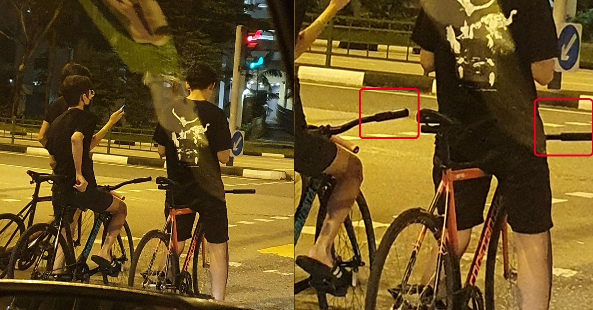 YOUNG CYCLIST RIDES IN MIDDLE OF ROAD WITH NO BRAKES OR LIGHTS @ PUNGGOL